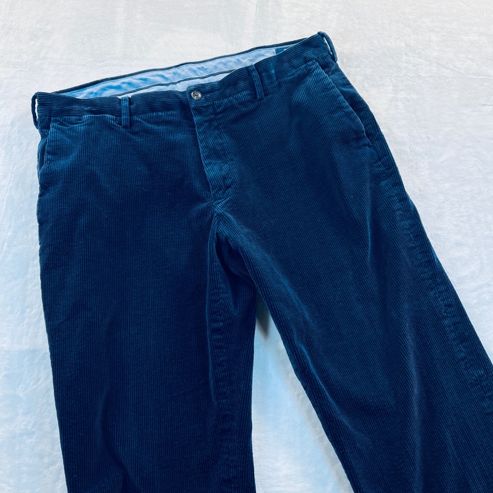 Polo Ralph Lauren Mens Classic Fit Corduroy Pants Navy Blue Waist 36 Stretch